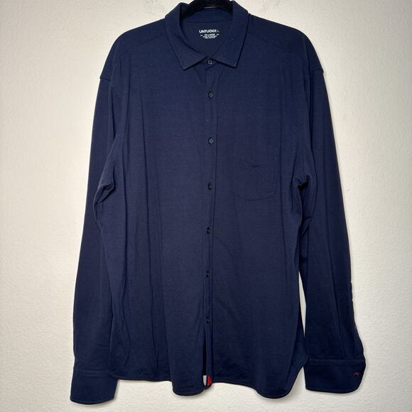 UNTUCKit Navy Mercurey Cotton Button Down Shirt Men’s XXL Regular - Picture 1 of 11